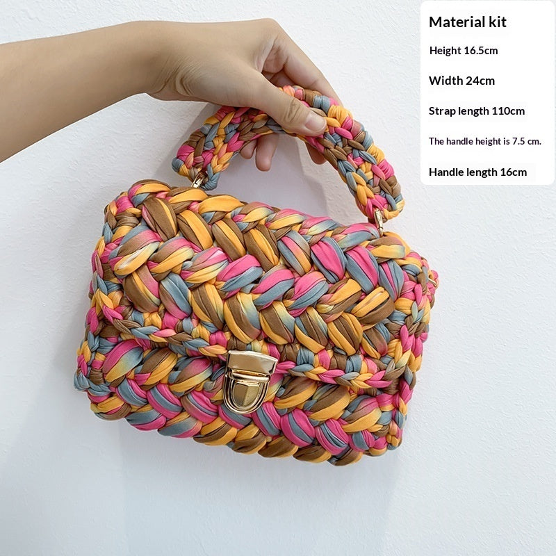 Chanel-style Fabric Strip Handle Womens Handbag Crossbody Bag