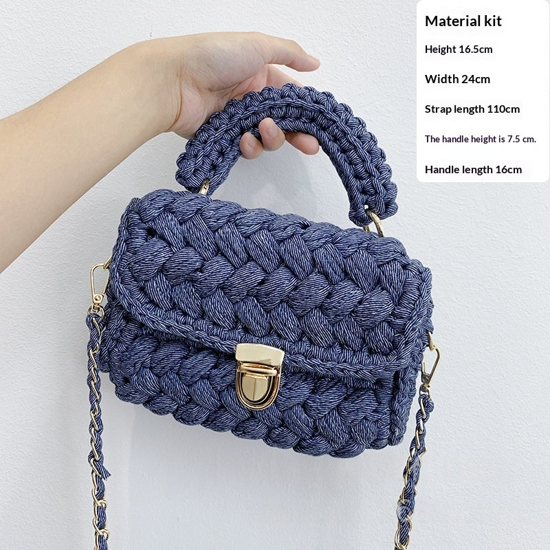 Chanel-style Fabric Strip Handle Womens Handbag Crossbody Bag