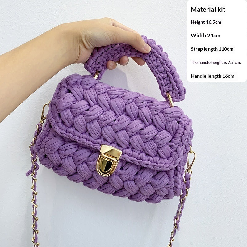 Chanel-style Fabric Strip Handle Womens Handbag Crossbody Bag