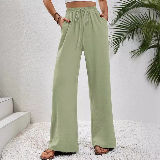 All-match Solid Color Mop Wide-leg Casual Pants