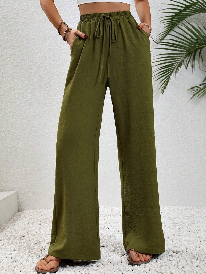 All-match Solid Color Mop Wide-leg Casual Pants