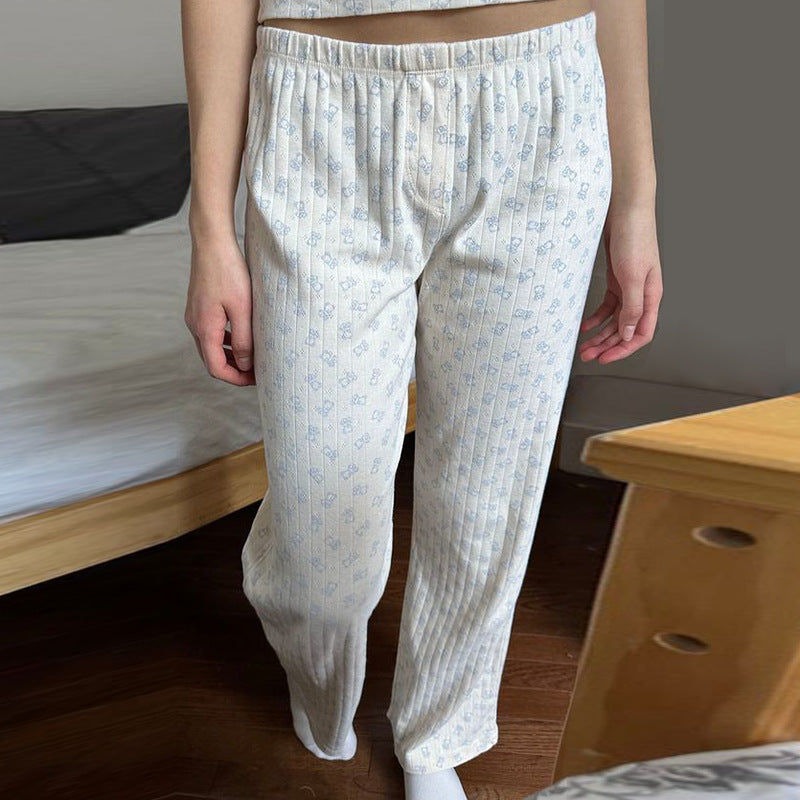 New Cute Bear Printed Home Casual Pants All-matching