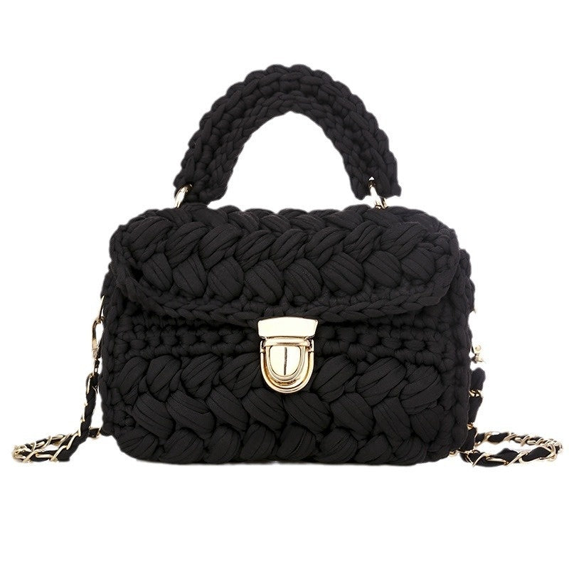 Chanel-style Fabric Strip Handle Womens Handbag Crossbody Bag