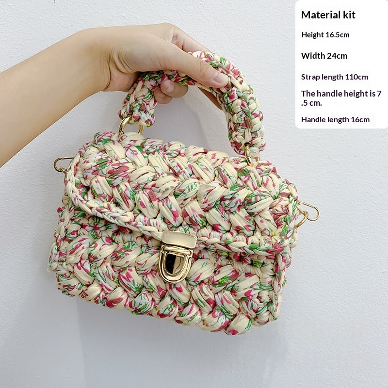 Chanel-style Fabric Strip Handle Womens Handbag Crossbody Bag