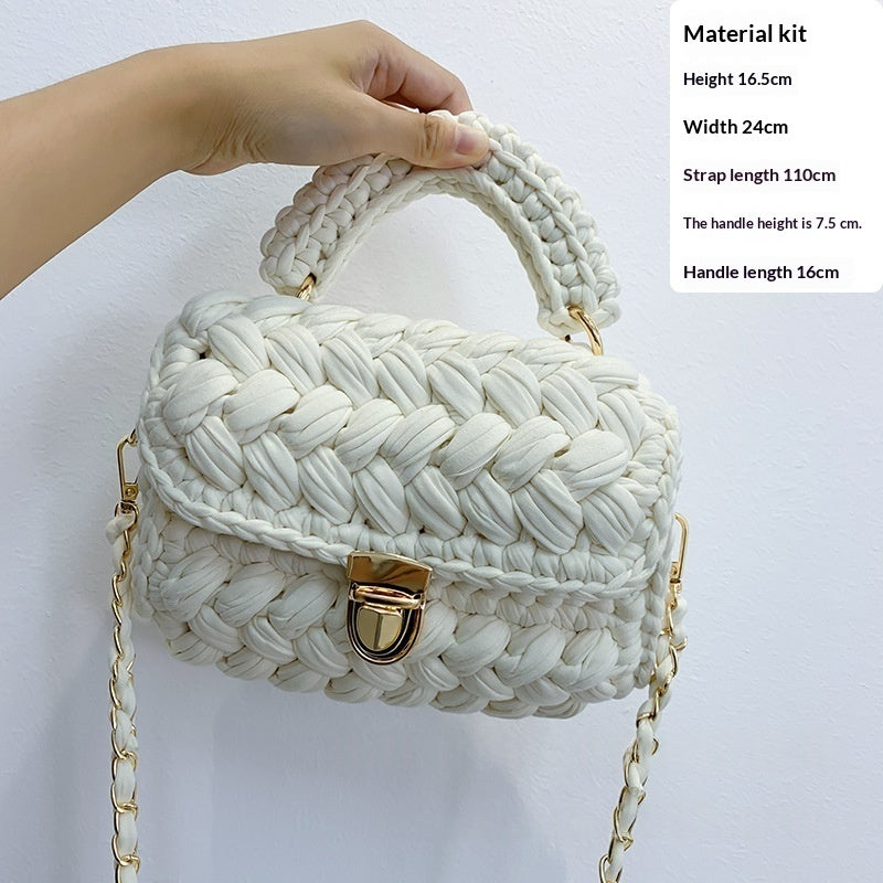 Chanel-style Fabric Strip Handle Womens Handbag Crossbody Bag