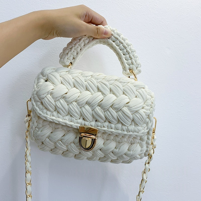 Chanel-style Fabric Strip Handle Womens Handbag Crossbody Bag