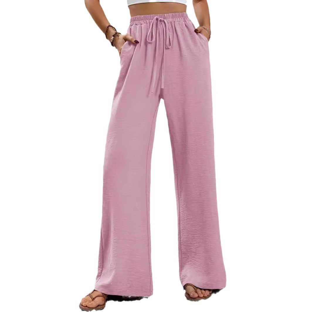 All-match Solid Color Mop Wide-leg Casual Pants