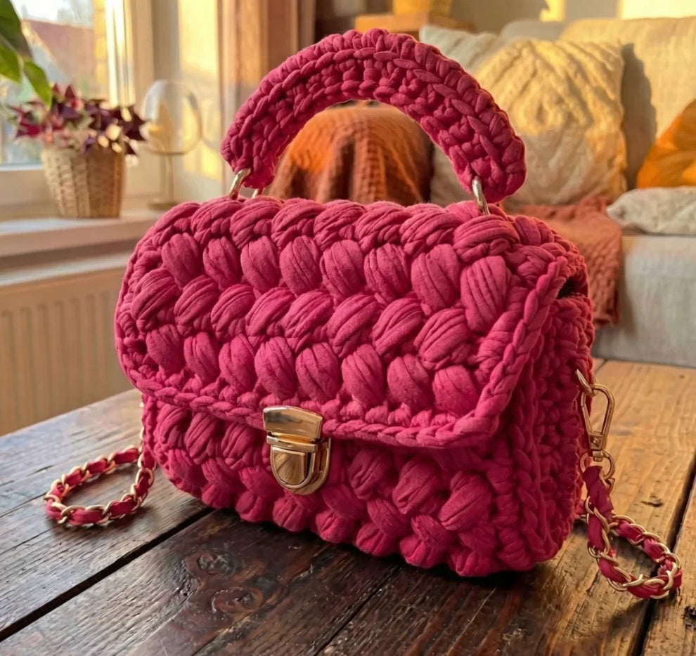Chanel-style Fabric Strip Handle Womens Handbag Crossbody Bag