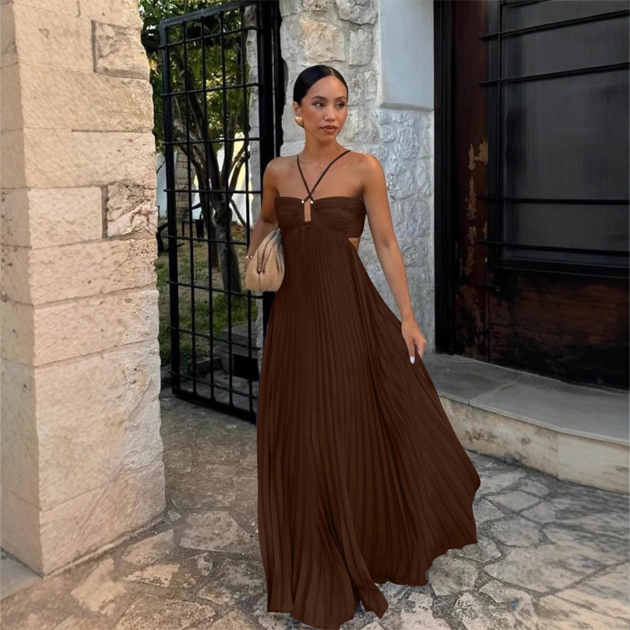 Breeze & Bloom Pleated Maxi Dress