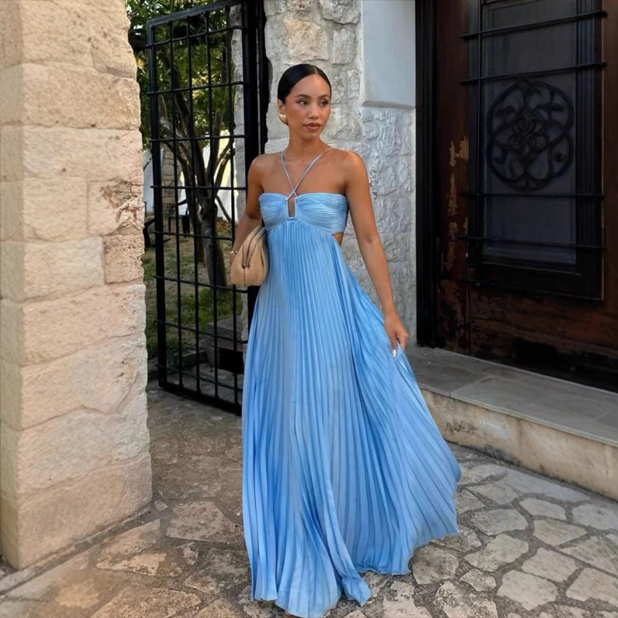 Breeze & Bloom Pleated Maxi Dress