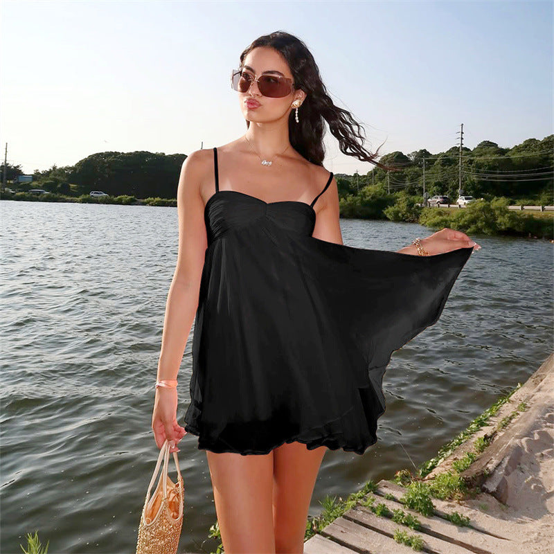 Summer New Style Off-neck Fashionable Elegant Chiffon Sling Dress