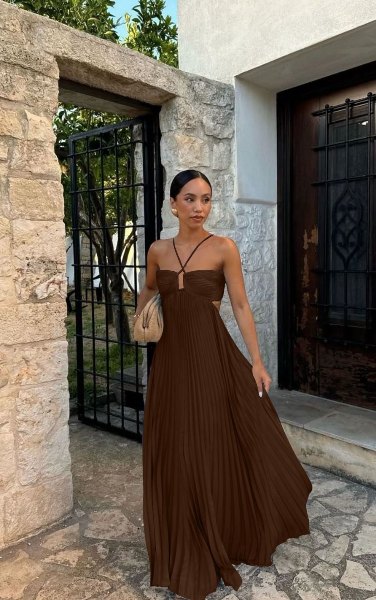 Breeze & Bloom Pleated Maxi Dress