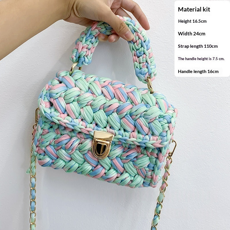 Chanel-style Fabric Strip Handle Womens Handbag Crossbody Bag