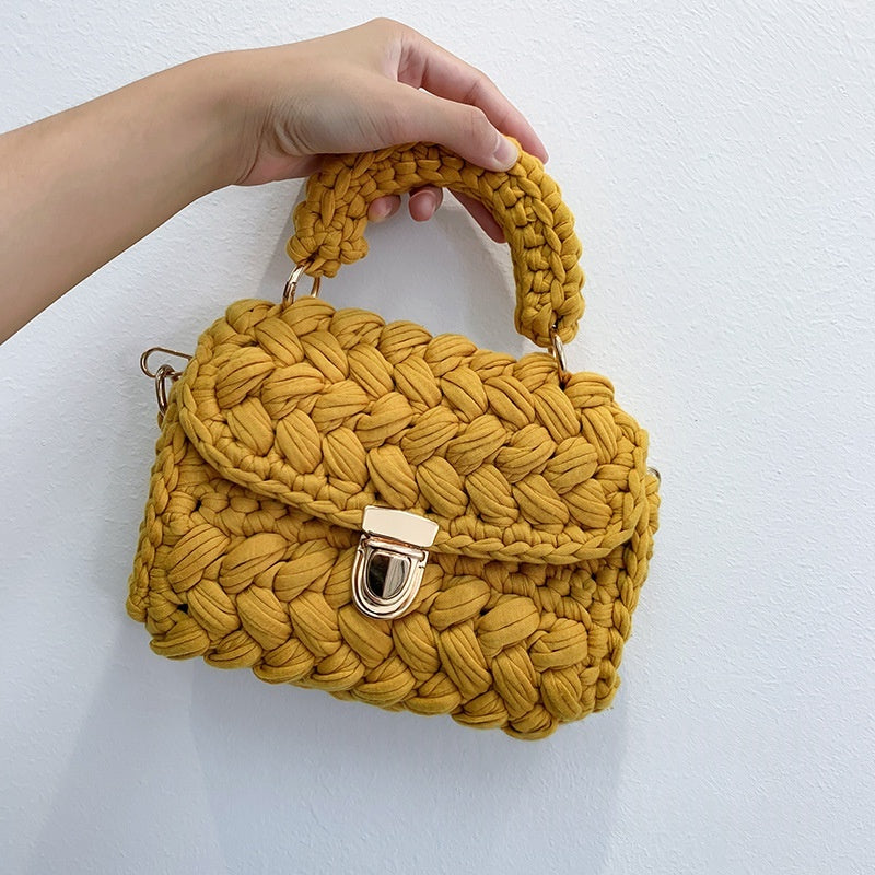 Chanel-style Fabric Strip Handle Womens Handbag Crossbody Bag