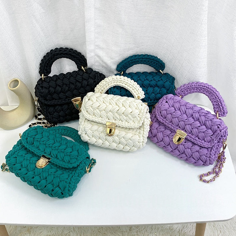 Chanel-style Fabric Strip Handle Womens Handbag Crossbody Bag