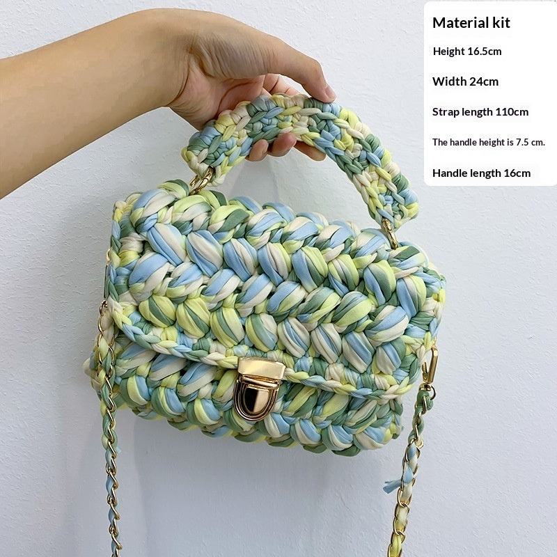 Chanel-style Fabric Strip Handle Womens Handbag Crossbody Bag