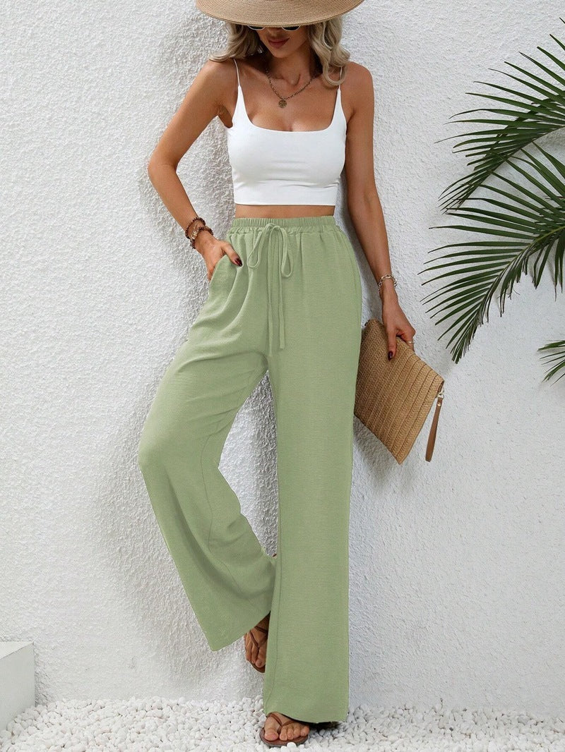 All-match Solid Color Mop Wide-leg Casual Pants