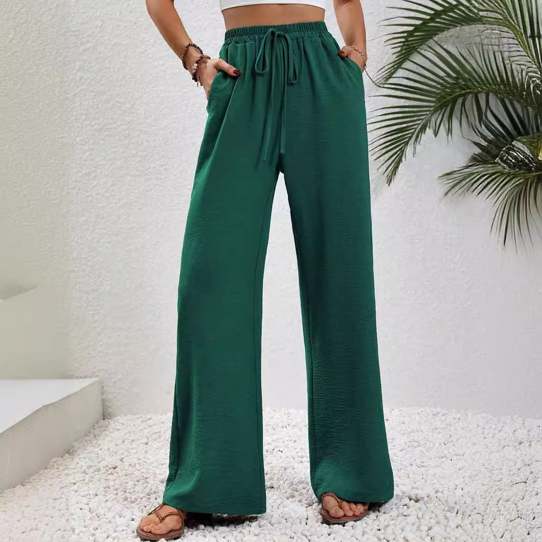 All-match Solid Color Mop Wide-leg Casual Pants